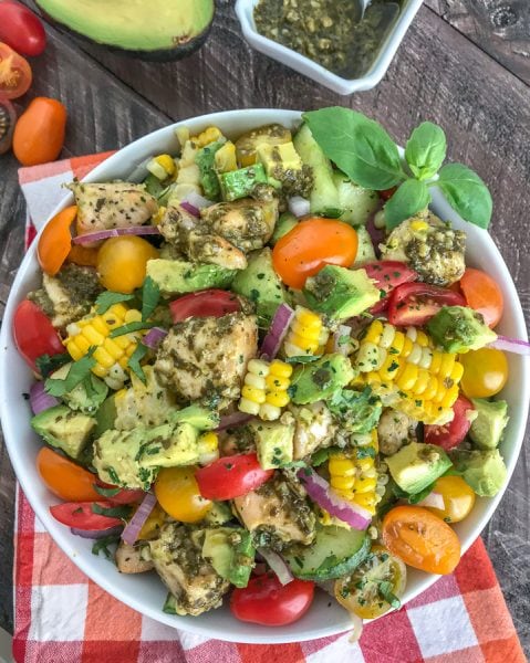 Lemon Pesto Chicken Avocado Salad - With Peanut Butter On Top