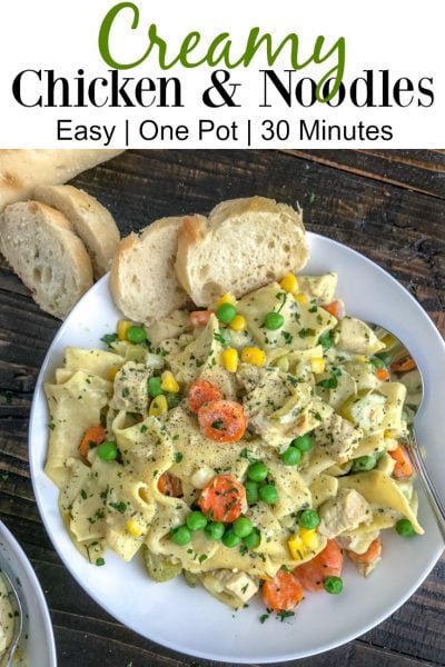 Easy One Pot Creamy Chicken and Noodles - With Peanut Butter on Top