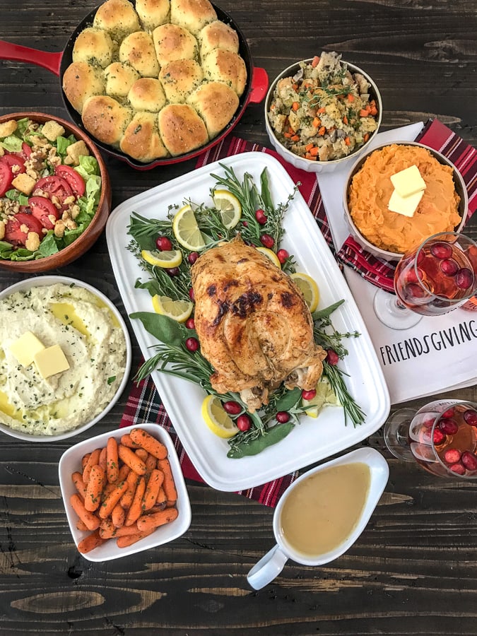 Friendsgiving Day Spread With Peanut Butter on Top