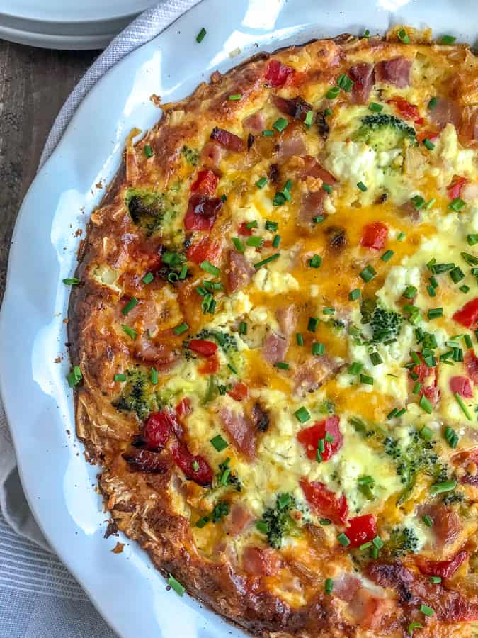Ham and Broccoli Hash Brown Crusted Quiche | With Peanut Butter on Top