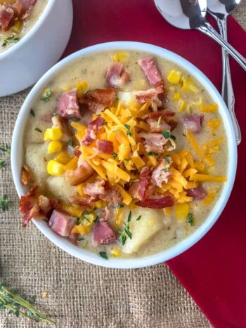 Instant Pot Ham Potato and Corn Chowder - With Peanut Butter on Top