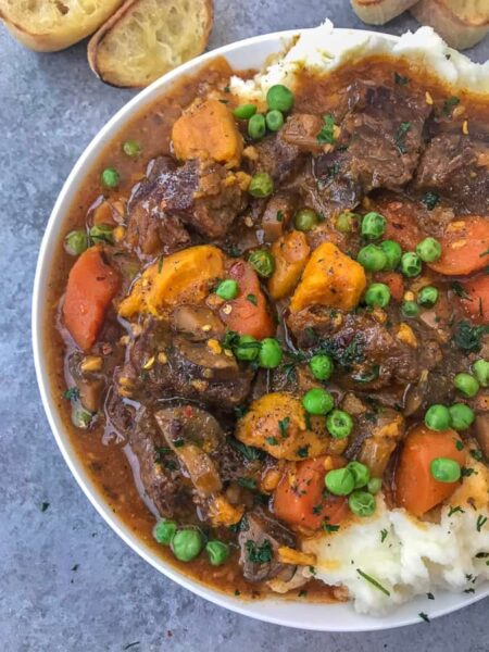 Instant Pot Sweet Potato Beef Stew - With Peanut Butter on Top