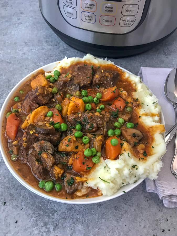 Instant Pot Sweet Potato Beef Stew With Peanut Butter on Top