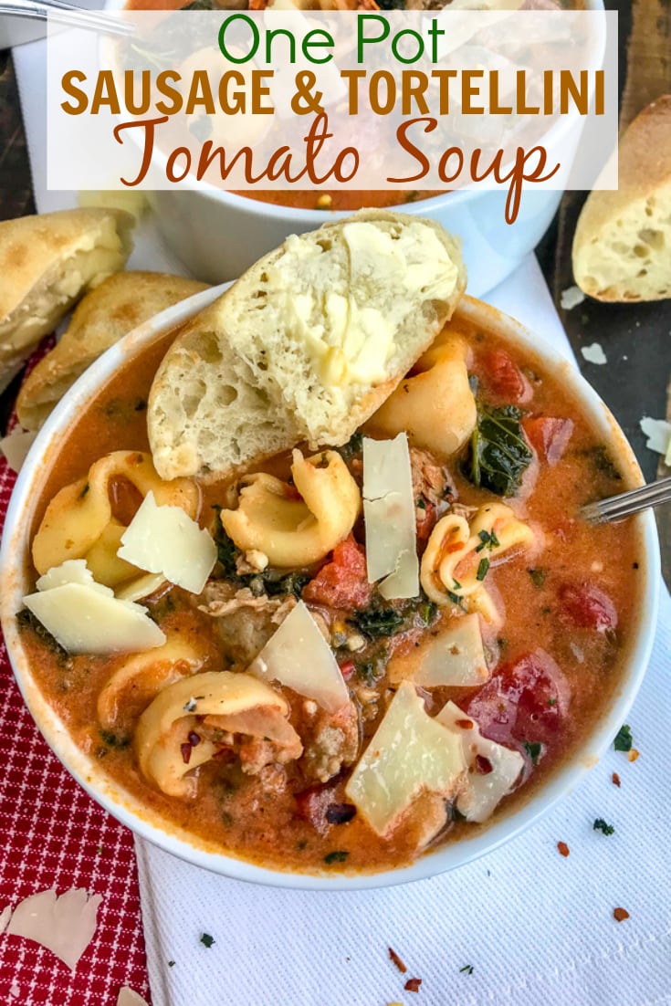 One Pot Sausage Tortellini Tomato Soup - With Peanut Butter on Top