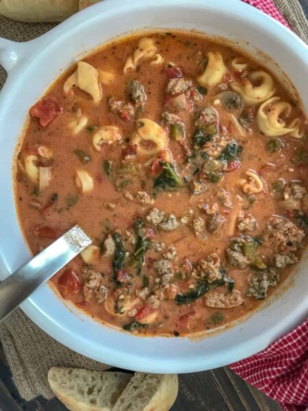 One Pot Sausage Tortellini Tomato Soup - With Peanut Butter On Top