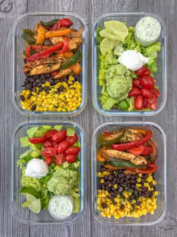 Chicken Fajita Salad Meal Prep - With Peanut Butter On Top