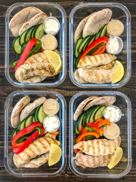 Grilled Chicken And Hummus Meal Prep - With Peanut Butter On Top