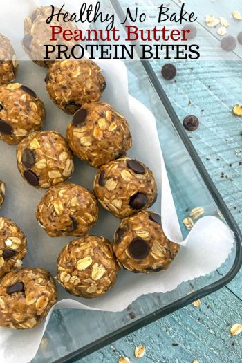 Healthy No-Bake Peanut Butter Protein Bites - With Peanut Butter on Top