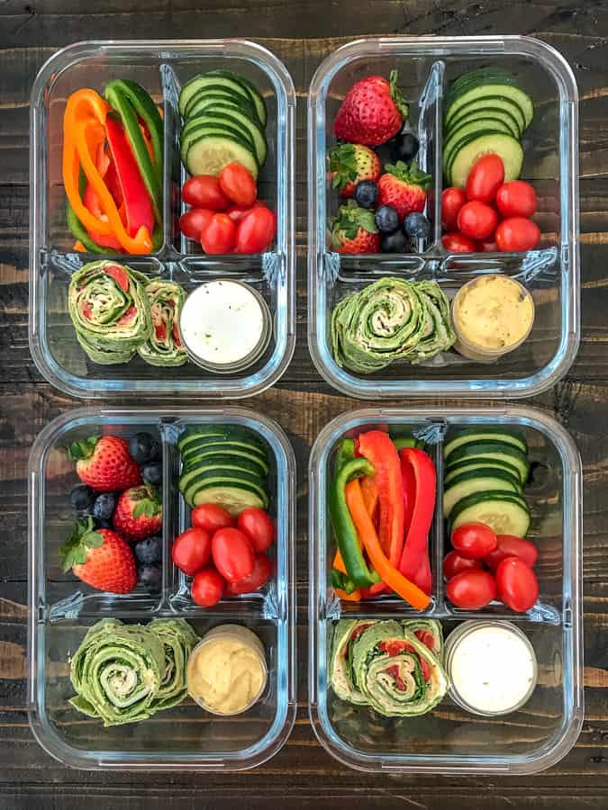 Turkey Pinwheel Meal Prep - done 2 ways! Very easy to make, come together quickly, and great for school or work lunches! Guaranteed to be kid-friendly and a staple meal prep recipe in your kitchen! #mealprep #turkeypinwheels #pinwheels #healthylunches | https://withpeanutbutterontop.com