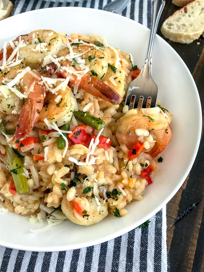 Garlic Butter Shrimp With Asiago Risotto - With Peanut Butter On Top