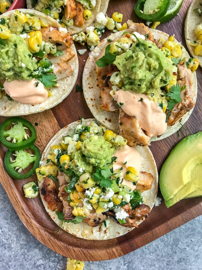 Mexican Street Corn Chicken Tacos - With Peanut Butter on Top