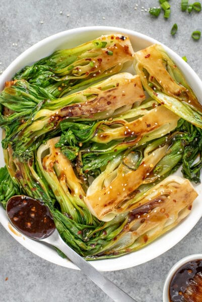 Easy Sautéed Teriyaki Bok Choy - With Peanut Butter on Top