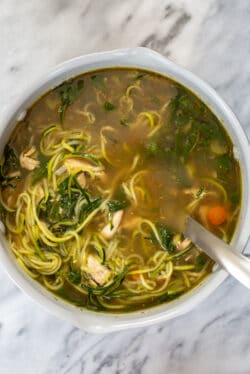 Lemon Chicken Zoodle Soup - With Peanut Butter on Top